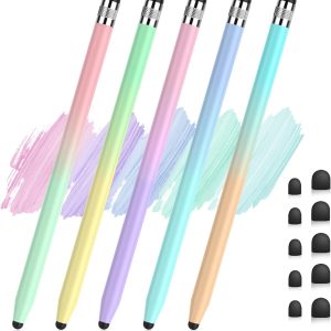 5 Pack Stylus Pens for Touch Screens, Stylushome Dual-end High Sensitivity Capacitive Stylus for iPad, iPhone, Android Smartphone and Tablets All Universal Touchscreen Devices with 10 Rubber Tips