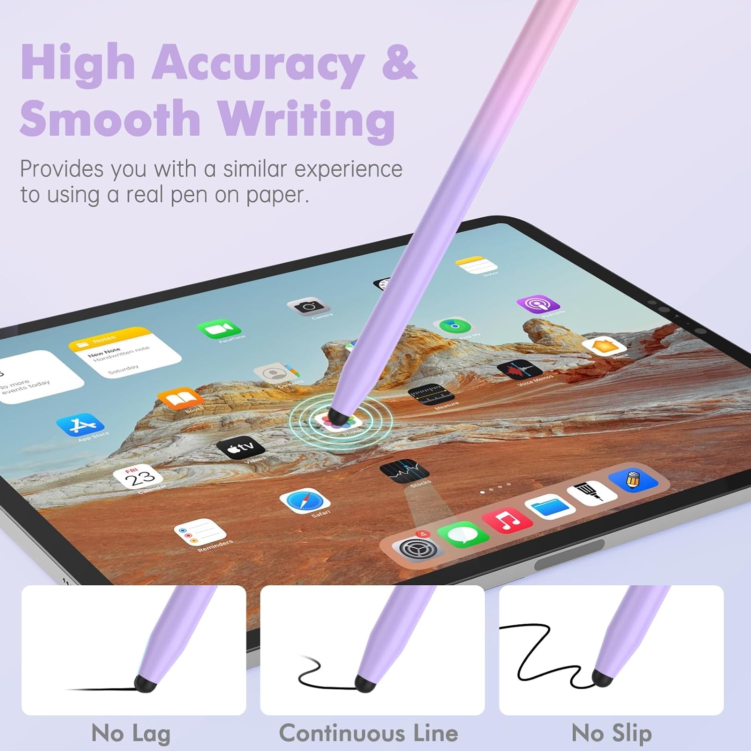 5 Pack Stylus Pens for Touch Screens, Stylushome Dual-end High Sensitivity Capacitive Stylus for iPad, iPhone, Android Smartphone and Tablets All Universal Touchscreen Devices with 10 Rubber Tips - Image 4