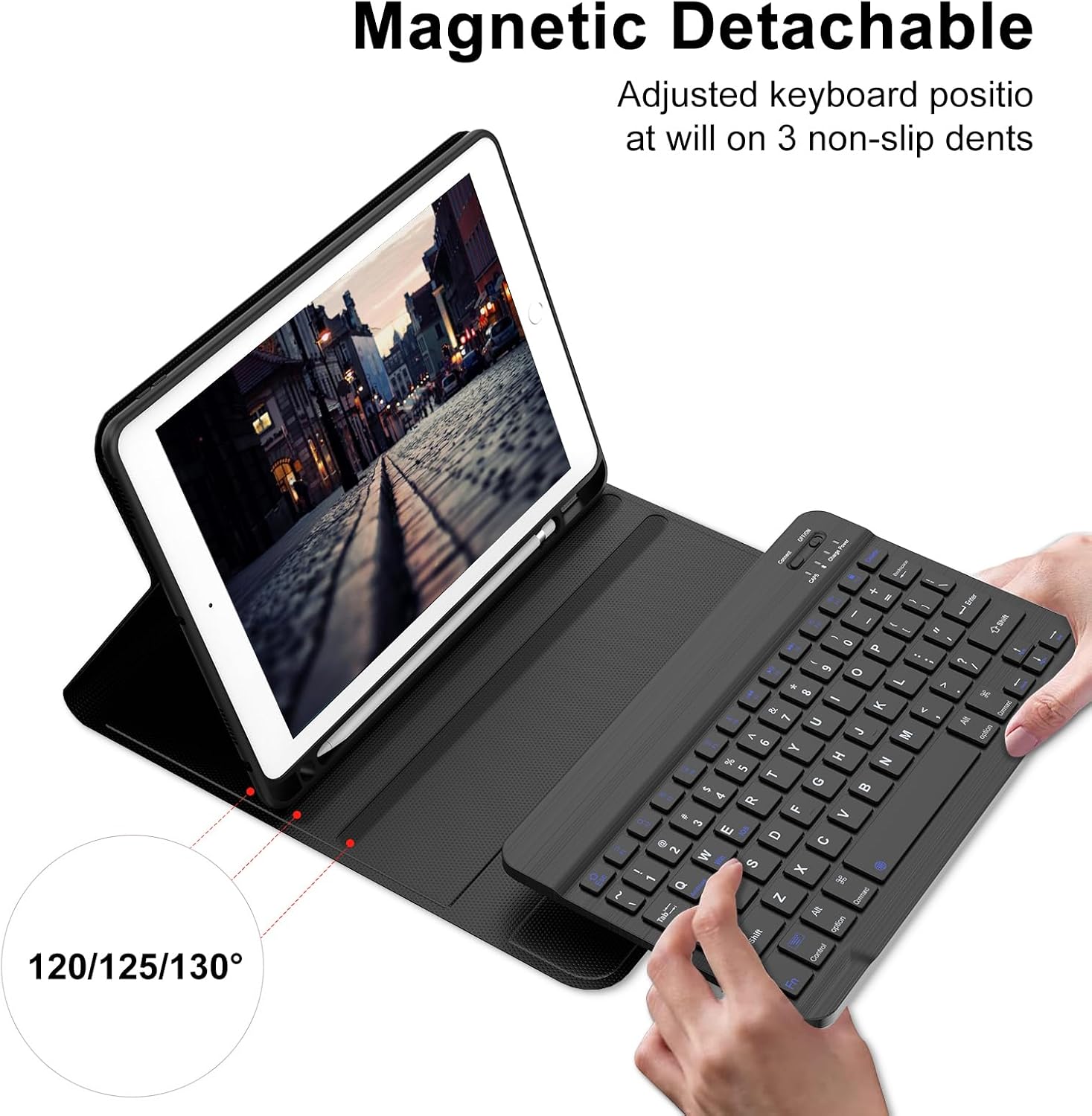 D DINGRICH iPad Case 10.2 with Keyboard, Slim Smart Case - Built-in Pencil Holder - Protective Folio Stand Cover - Detachable Bluetooth Keyboard - iPad Keyboard Case 9th/8th/7th Generation, Space Gray - Image 2