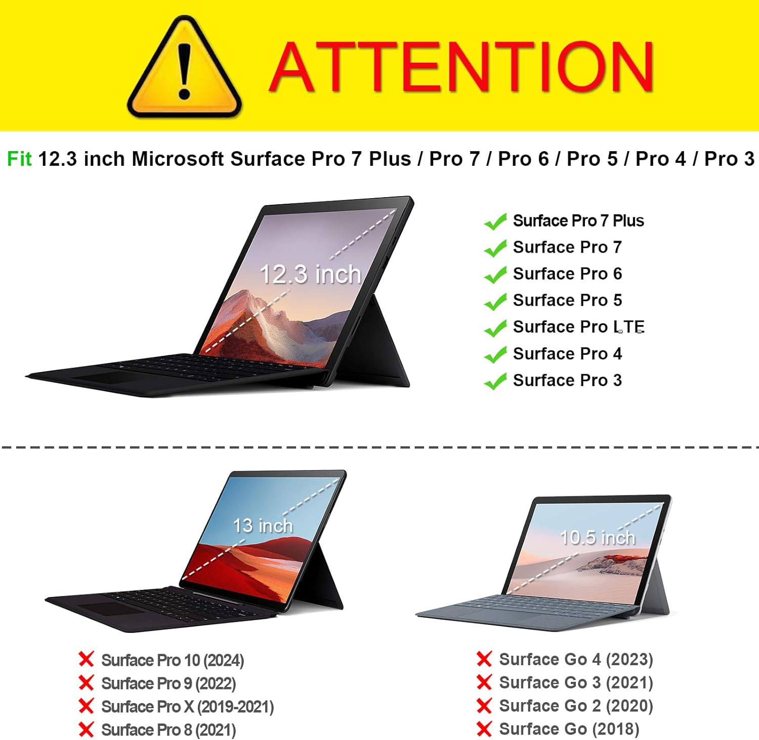 Fintie Case for 12.3 Inch Microsoft Surface Pro 7 Plus, Surface Pro 7, Surface Pro 6, Pro 5, Pro 4, Pro 3 - Portfolio Business Cover with Pocket, Compatible with Type Cover Keyboard, Navy - Image 2