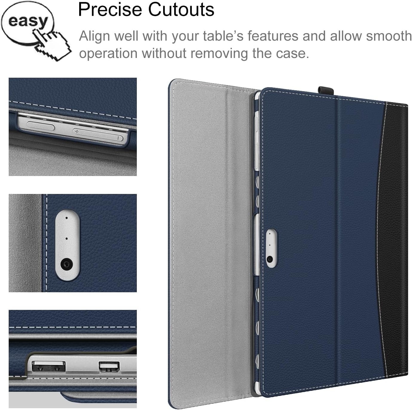 Fintie Case for 12.3 Inch Microsoft Surface Pro 7 Plus, Surface Pro 7, Surface Pro 6, Pro 5, Pro 4, Pro 3 - Portfolio Business Cover with Pocket, Compatible with Type Cover Keyboard, Navy - Image 5