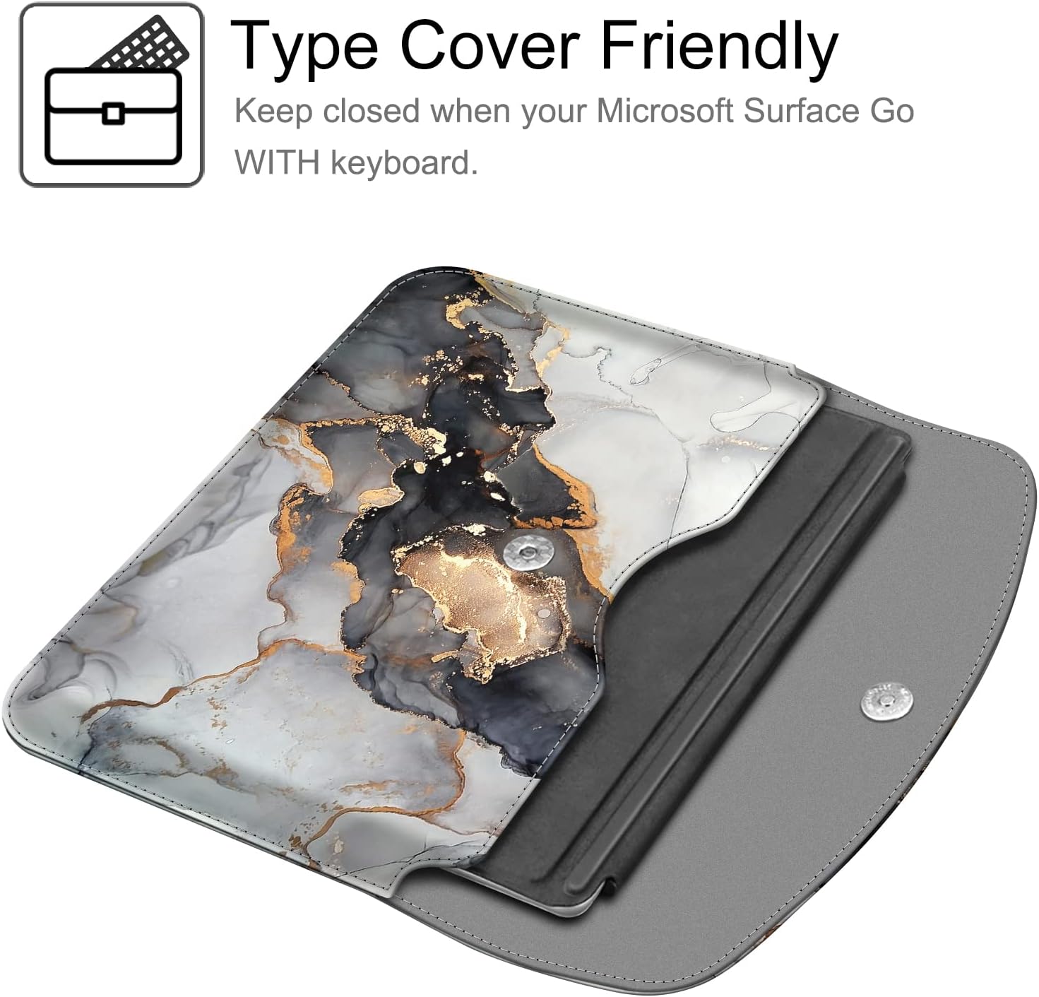 Fintie Sleeve Case for Microsoft Surface Go 4 2023/Surface Go 3 2021/Surface Go 2 2020/Surface Go 2018 - Slim Fit Premium Vegan Leather Cover with Stylus Loop, Compatible w/Keyboard,Cloudy Marble - Image 4
