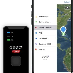 GEGO GPS Luggage Tracker (Airline Compliant) US and International, Real-Time, 4G LTE GPS Tracking/Baggage Recovery Service (Incl. Mobile App) Subscription Needed