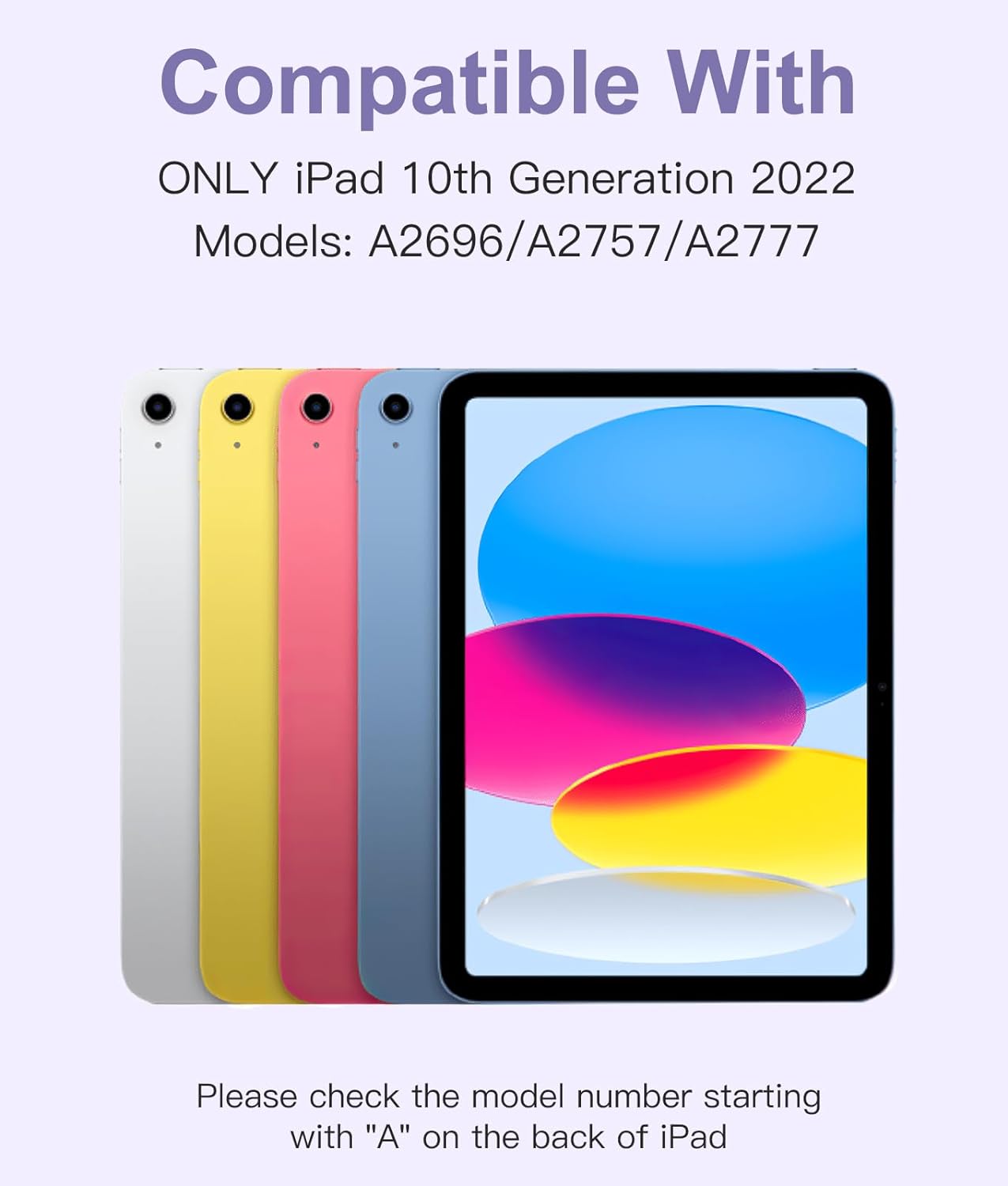 Hamile for iPad 10th Generation Case with Keyboard 10.9 Inch - 7 Colors Backlit Wireless Detachable Folio Keyboard Cover with Pencil Holder for New iPad 10th Gen 2022 (Lavender) - Image 2