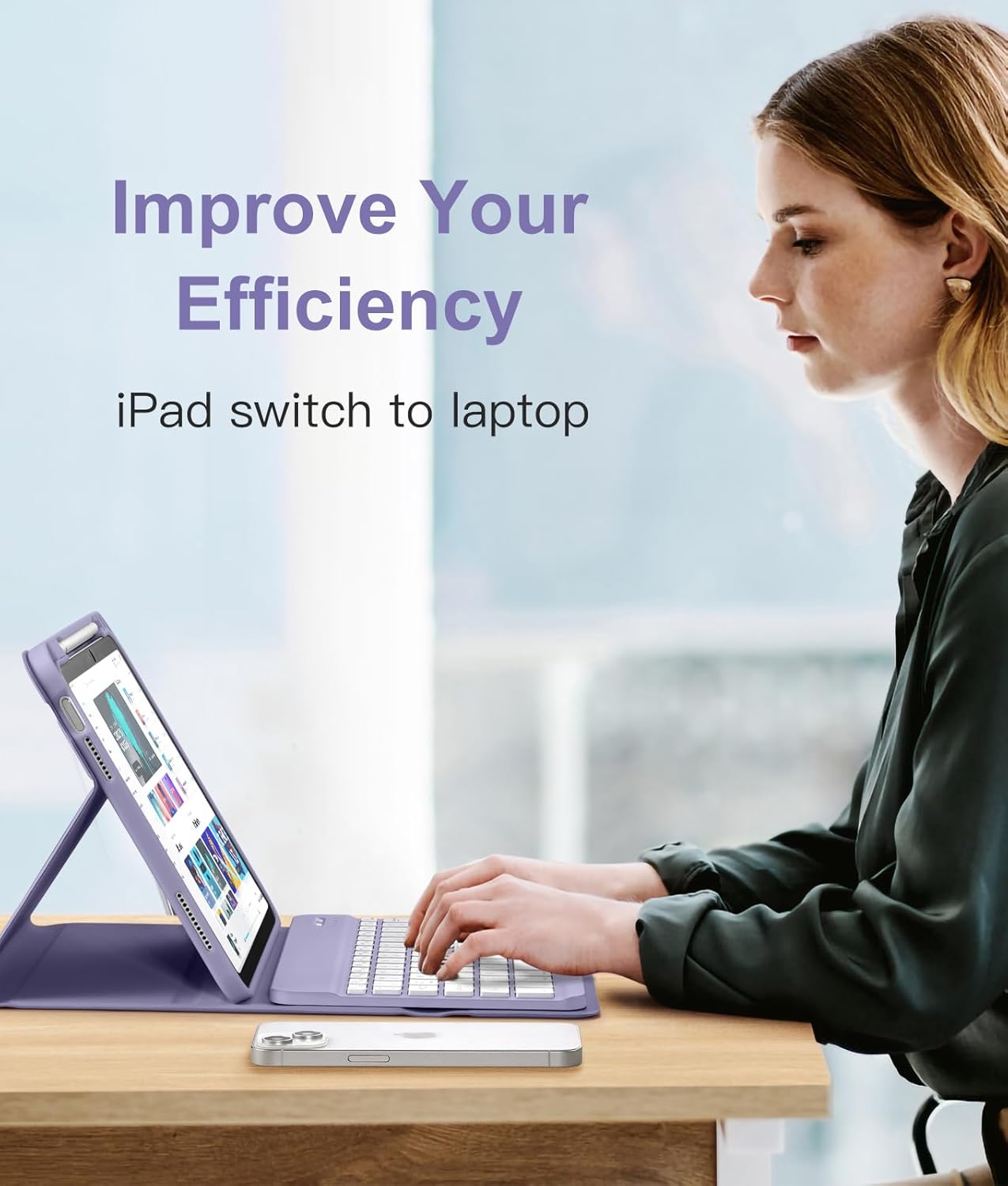 Hamile for iPad 10th Generation Case with Keyboard 10.9 Inch - 7 Colors Backlit Wireless Detachable Folio Keyboard Cover with Pencil Holder for New iPad 10th Gen 2022 (Lavender) - Image 7