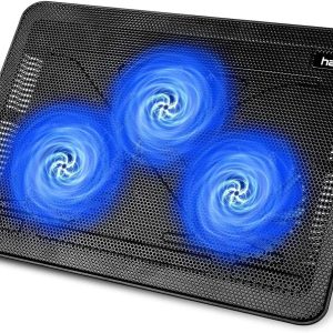 havit Laptop Cooling Pad, HV-F2056 15.6-17'' Slim Portable USB Powered (3 Fans), Black/Blue