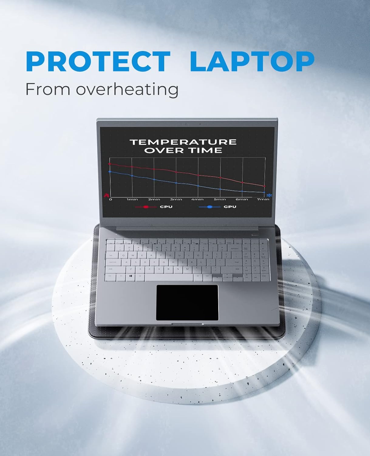 havit Laptop Cooling Pad, HV-F2056 15.6-17'' Slim Portable USB Powered (3 Fans), Black/Blue - Image 2