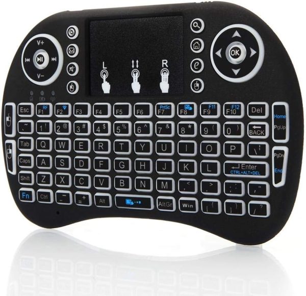 Multi-Media Remote Control w. Touchpad Handheld Backlit Keyboard for PC, Laptop, Tablet, Smart TV, Android TV Box.