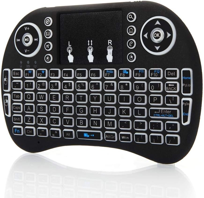 Multi-Media Remote Control w. Touchpad Handheld Backlit Keyboard for PC, Laptop, Tablet, Smart TV, Android TV Box.