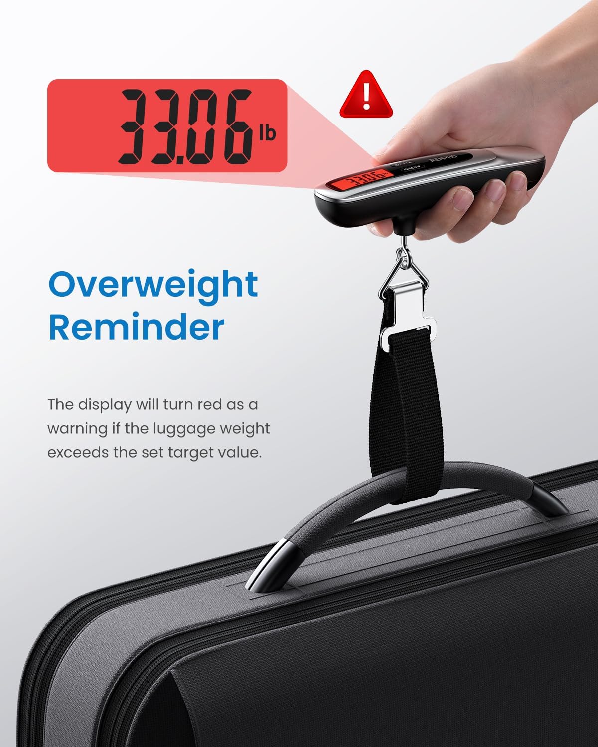 RENPHO Luggage Scale, Suitcase Scale for Travel, Baggage Weight Scale with Backlit, Portable Handheld Scale with Tare Function, Overweight Reminder, Rubber Paint, 110lb/50kg, Battery Included - Image 3