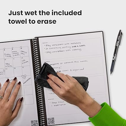 Rocketbook Fusion Reusable Undated Productivity Planner, Letter Size 8.5x11, Gray - Goals, Monthly and Weekly Calendar, Daily To-do List, Lined and Dotted Notes Pages - Image 3